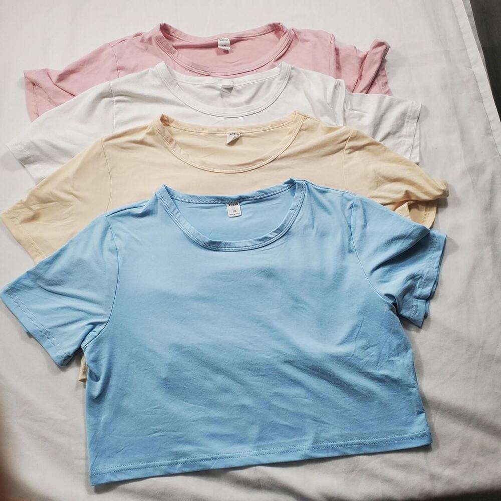 Shein Women's 4-pack multicolored Crop-tops Short Sleeves sz S